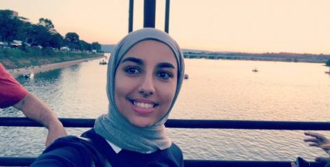 Senior Leen Albraik is one of Dallastowns newest exchange students. Albraik, from Saudi Arabia has visited several sites during her stay so far. This photo is from a trip to Harrisburg and the Susquehanna River. Photo Submitted.