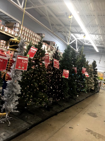 Walmarts Christmas tree display is already out in late Oct.
