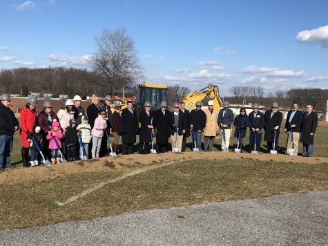 Students and staff from Loganville Springfield get ready to break ground for the new renovations.