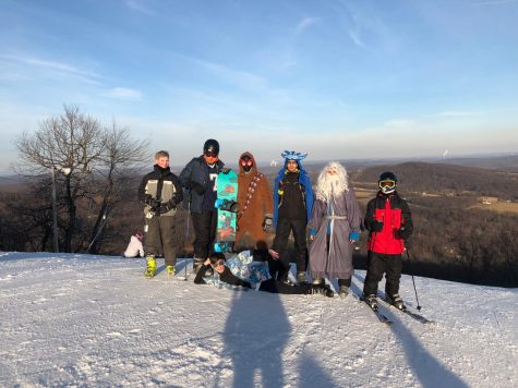 Dallastown sophomores decided to dress up in costume for ski club to finish off the season. This photo was taken from the top of Gunbarrel, a double black diamond, on February 28th.
