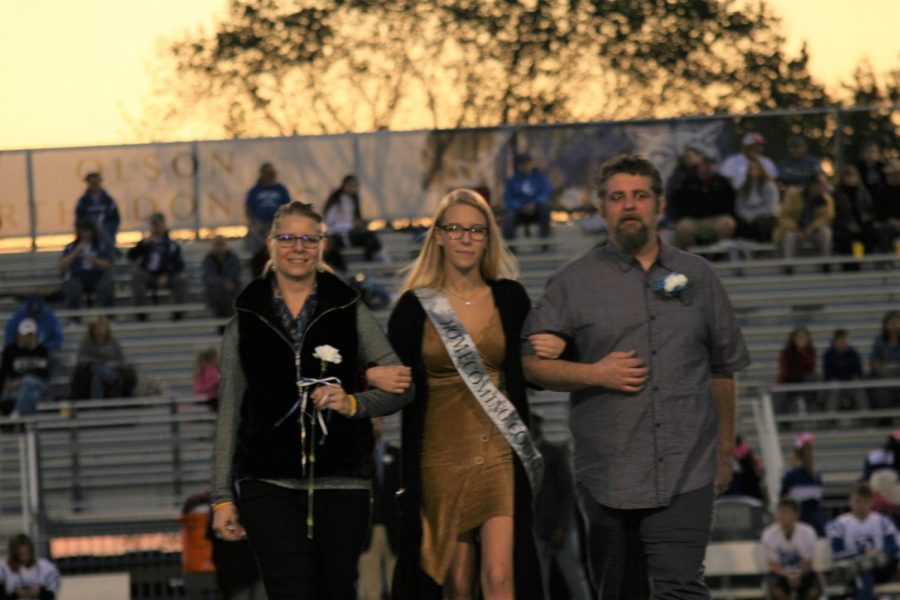 Senior members of the 2019 Homecoming Court were recognized before the game with their parents. 