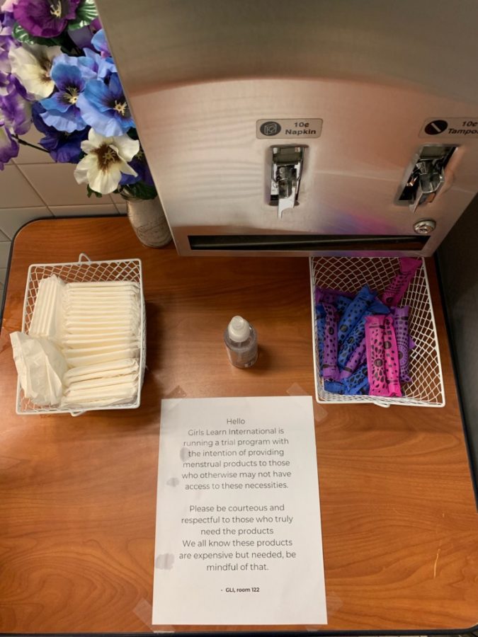 GLI created and placed baskets of feminine products in the women’s bathroom for those in need. 