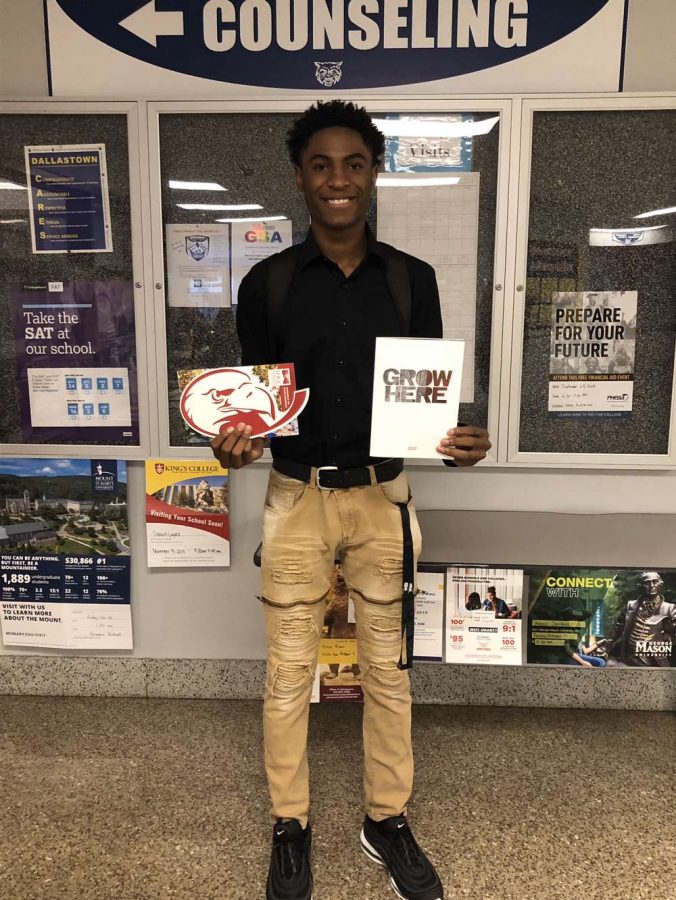 Senior Kobe Green is one of many Dallastown students who have taken advantage of Instant Decision Days. In one day he was accepted into both Lock Haven and IUP. 