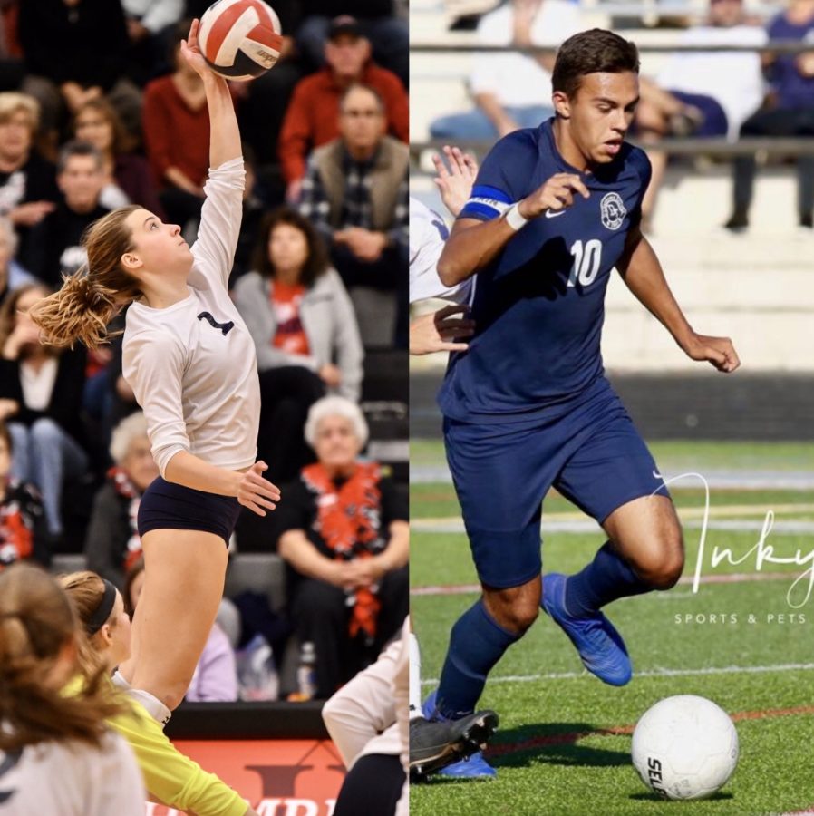 Sydney Ohl (left) and Gabe Wunderlich (right) playing their respective sports for which they made the all-state team for. 