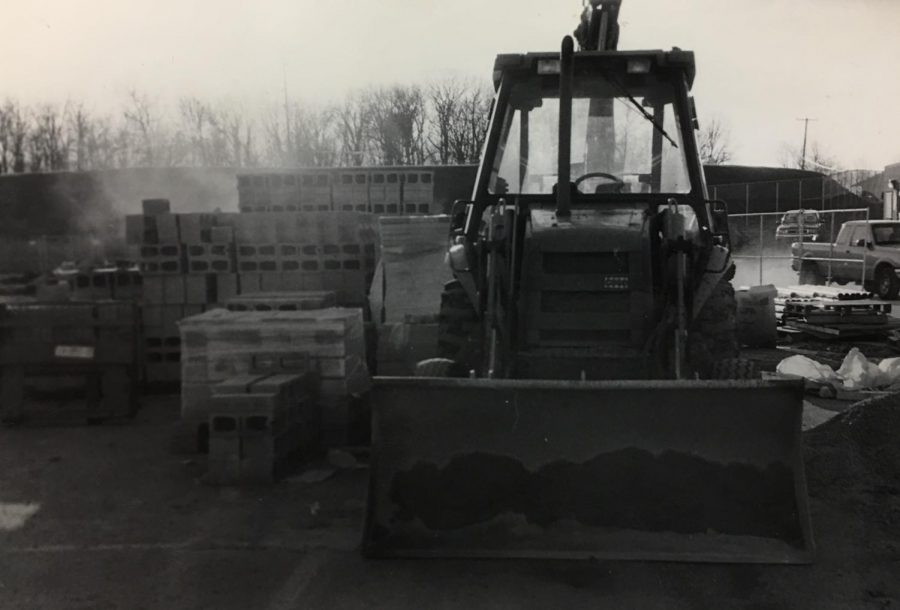 Construction vehicles surrounded the school throughout the years of renovation. Parking lots became holding places for much of the construction materials too.