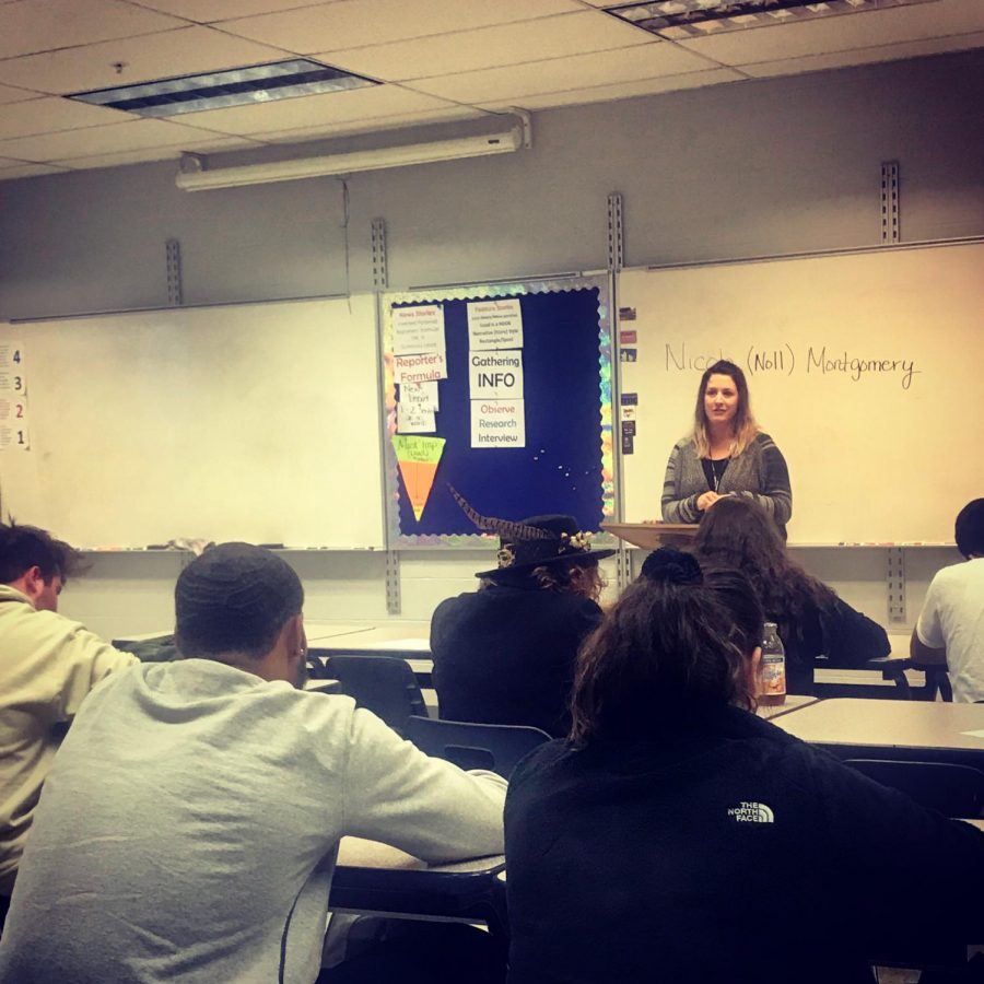 Nicole Montgomery, the new Coordinator of Marketing and Communications for DASD visited the journalism classes at Dallastown last month. 