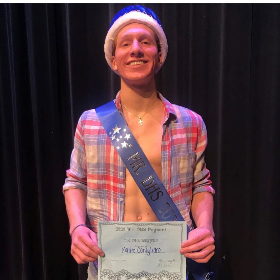 Senior Matteo Conigliaro was crowned Mr. DHS 2020 after all eight contestants competed in three main categories: the group dance, the talent competition, and the fashion and Q & A portion. 