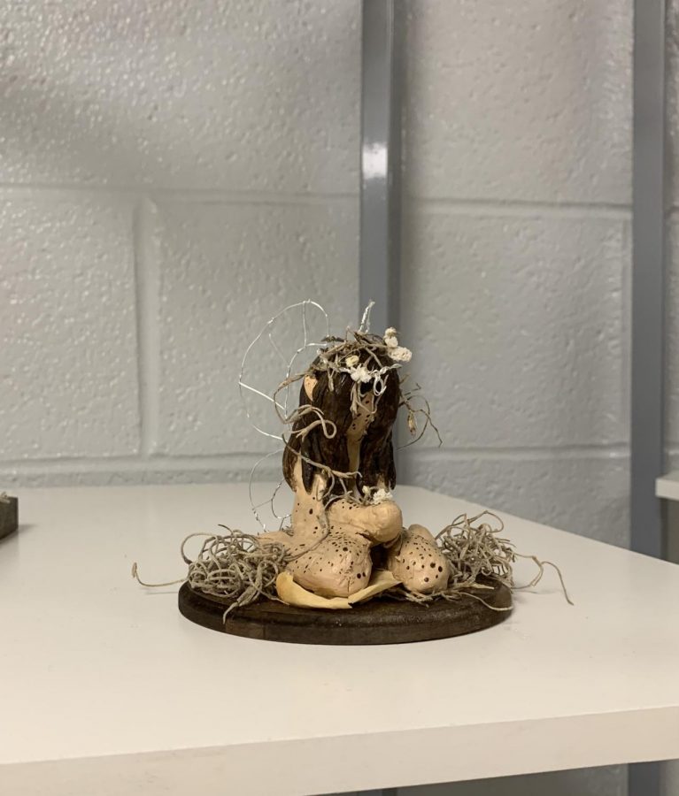 Sculpey projects like the one above, created by Katie Durgin, are made during in-person sculpture classes. Miss. Doyon does her best to make sure her students this year get the same experience as students in years past.