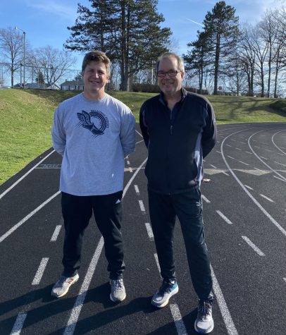 Former head Track and Field Coach Geesey (Right) and current head Coach Gutekunst (Left) together again. They have both received the COVID vaccine shot.