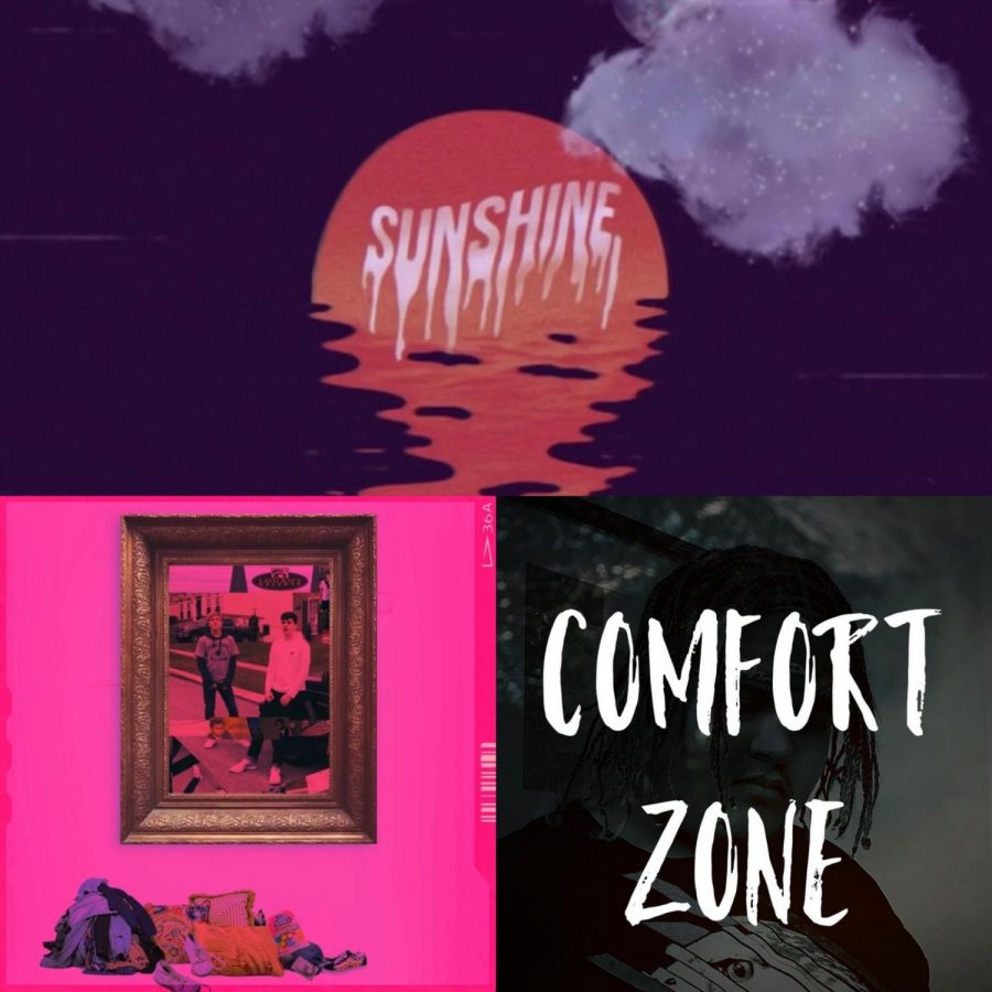 Collage of cover art including Sunshine by Overtr, Comfort Zone by JXS and Dreams & Nightmares by Logans Reserve. All available on Apple music.