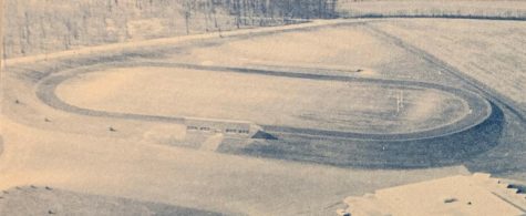 An aerial photo taken of the brand new Dallastown High School football stadium taken in 1959.