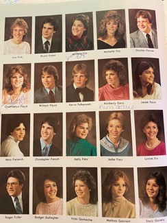 Senior photos in the 1985 yearbook were in color. Charles Fleurie is shown in the top right corner of the page.