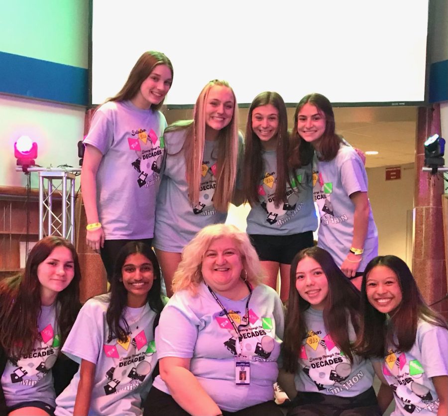 The Special Events and Fundraising committee celebrated their accomplishments and record breaking number with a committee picture with their advisor. The entire committee isnt pictured here. 
Top row left to right: Michaela Long, Morgan ONeill, Ava Markel and Lydia Tolerico. 
Bottom row left to right: McKenzie Geary, Sashi Nallapati, Miss Gable, Emma Boyd and Julia Manganti. 