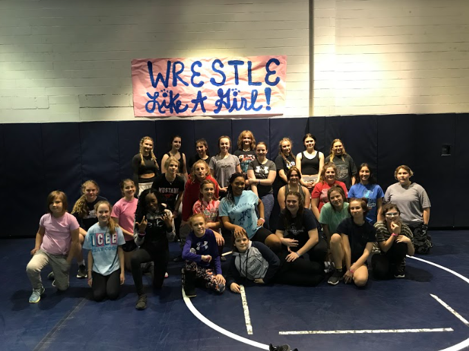 Many+girls+from+grades+6-11+came+out+for+the+Girls+Try+Wrestling+Night+on+April+27+in+the+high+school+wrestling+room.+Girls+wrestling+is+not+currently+PIAA+sanctioned+but+that+may+change+soon.