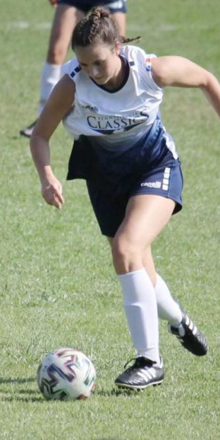 Maggie Groh playing for her soccer club team, Pennsylvania Classics