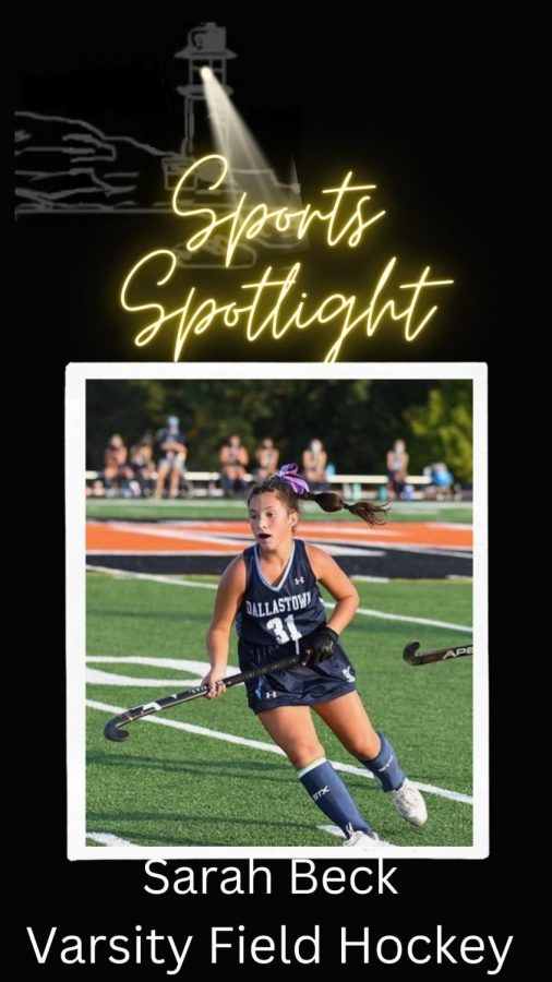 Senior field hockey player, Sarah Beck, was selected as our Sports Spotlight Athlete.  Beck was chosen by her peers for outstanding performance on the field. 