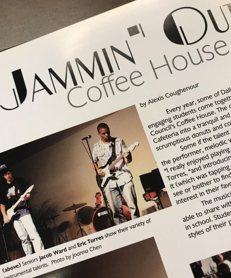 The 2012 Dallastown yearbook shows then senior Eric Torres performing at Student Council's Coffee House. 