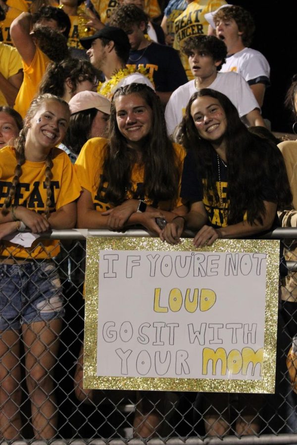 The Beat Cancer game against Hempfield was held on 8/26/22, students brought signs along with them to get in the student section spirit.