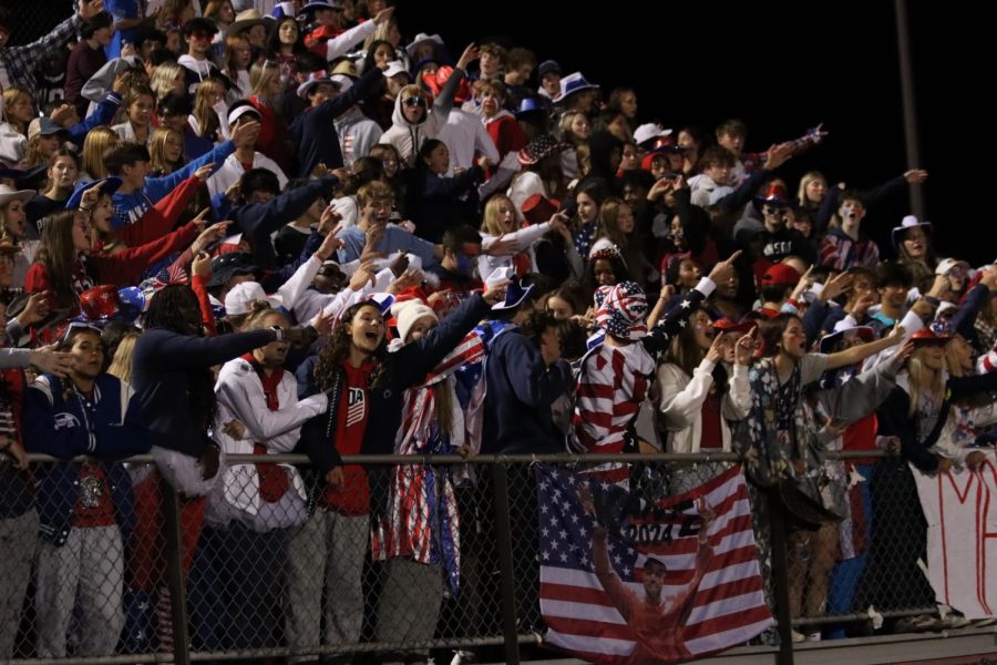The game against Northeastern was held on 9/23/22, and the student sections theme for the night had been U.S.A with a lot of pride. 