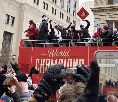 Patrick Mahomes and the Kansas City Chiefs celebrate their last Super Bowl at their Super Bowl Parade. Patrick Mahomes at the Chiefs Super Bowl parade downtown on Grand by Steam Pipe Trunk Distribution Venue is licensed under CC BY 2.0.
