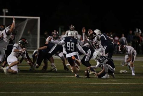Dallastown senior  kicker Ty Borden kicking a field goal against Northeastern on friday September 23, 2022  