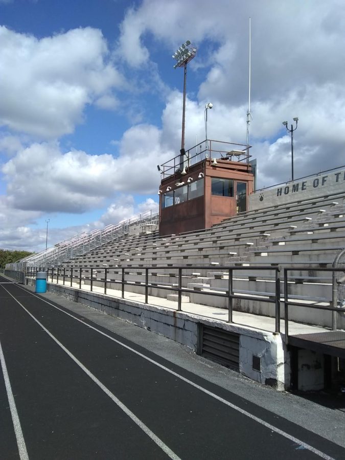 The old pressbox where Harr, Volz and others used to announce the football games