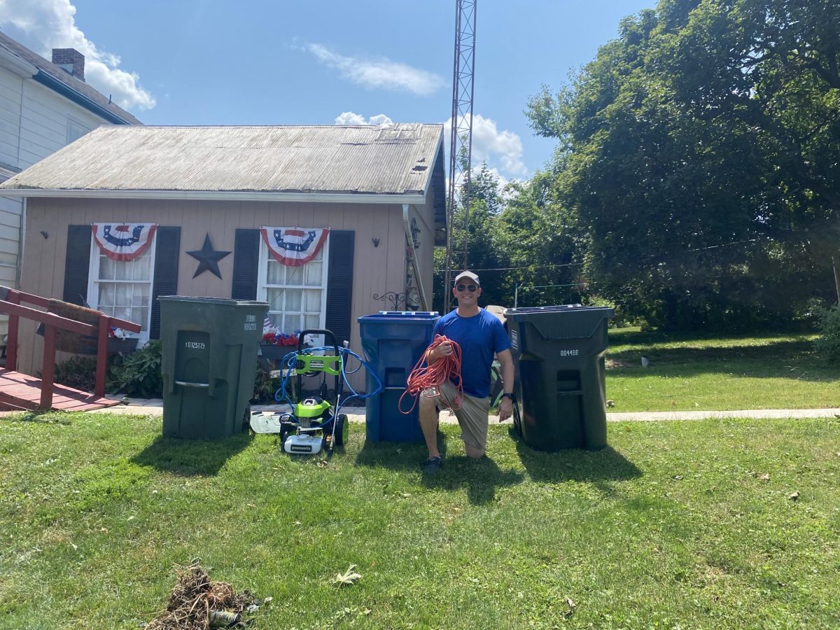 Business teacher Mr. Donatelli spent part of his summer with a side hustle power washing garbage bins and sidewalks. He encourages students to find unique ways to help the community and earn a little extra money as well. 