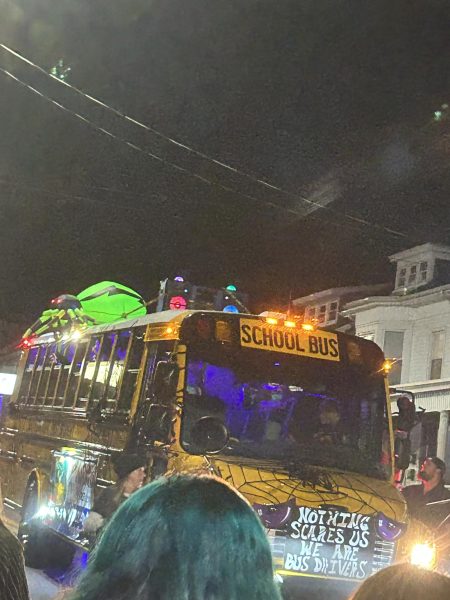 2022 Dallastown Halloween parade decorated school bus.