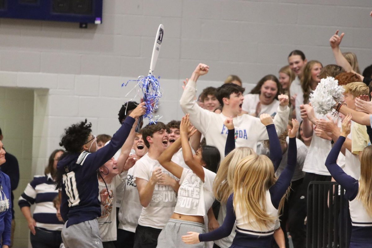 Students cheering for the win of the most spirit.