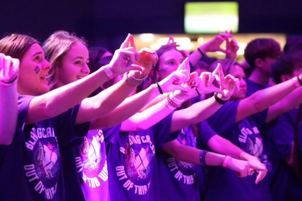 Dallastown students danced along to the line dance performed by the Morale Committee during hour 5 of the event. 