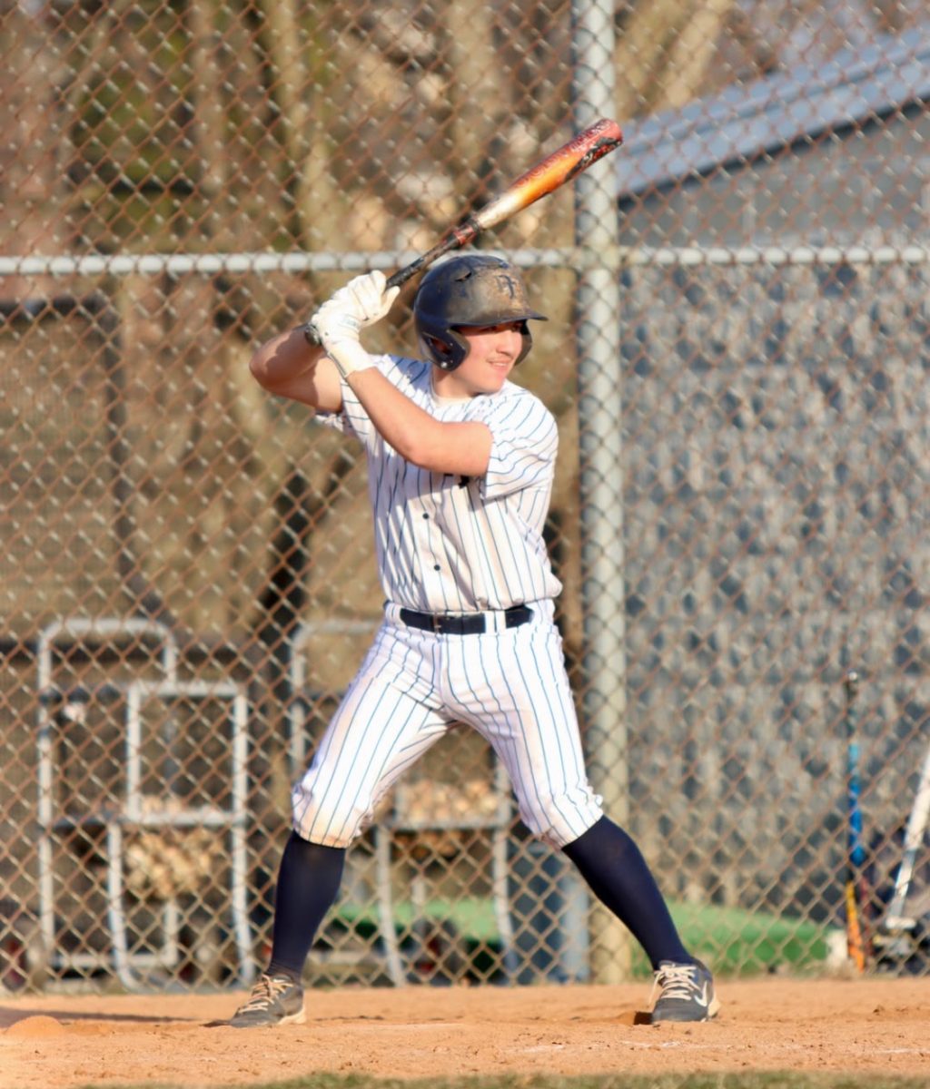 Catcher Cade Flinchbaugh standing in the batter's box waiting for a pitch against Manheim Township