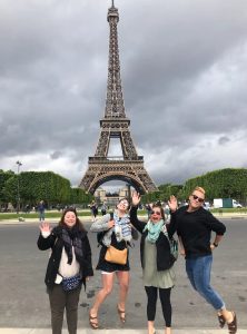 Mr Hare is seen jumping in front of the Eiffel tower in Paris with his colleagues. This trip was a part of the French trip with the school.  Photo submitted by Mrs Pomeraning
