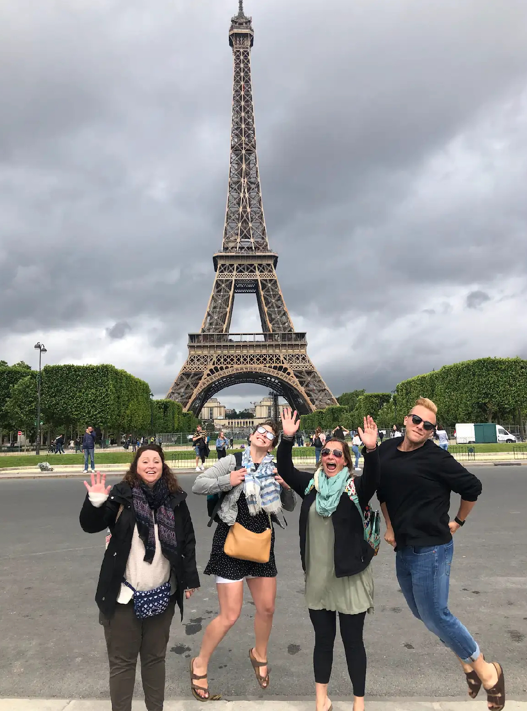 Mr Hare is seen jumping in front of the Eiffel tower in Paris with his colleagues. This trip was a part of the French trip with the school.  Photo submitted by Mrs Pomeraning
