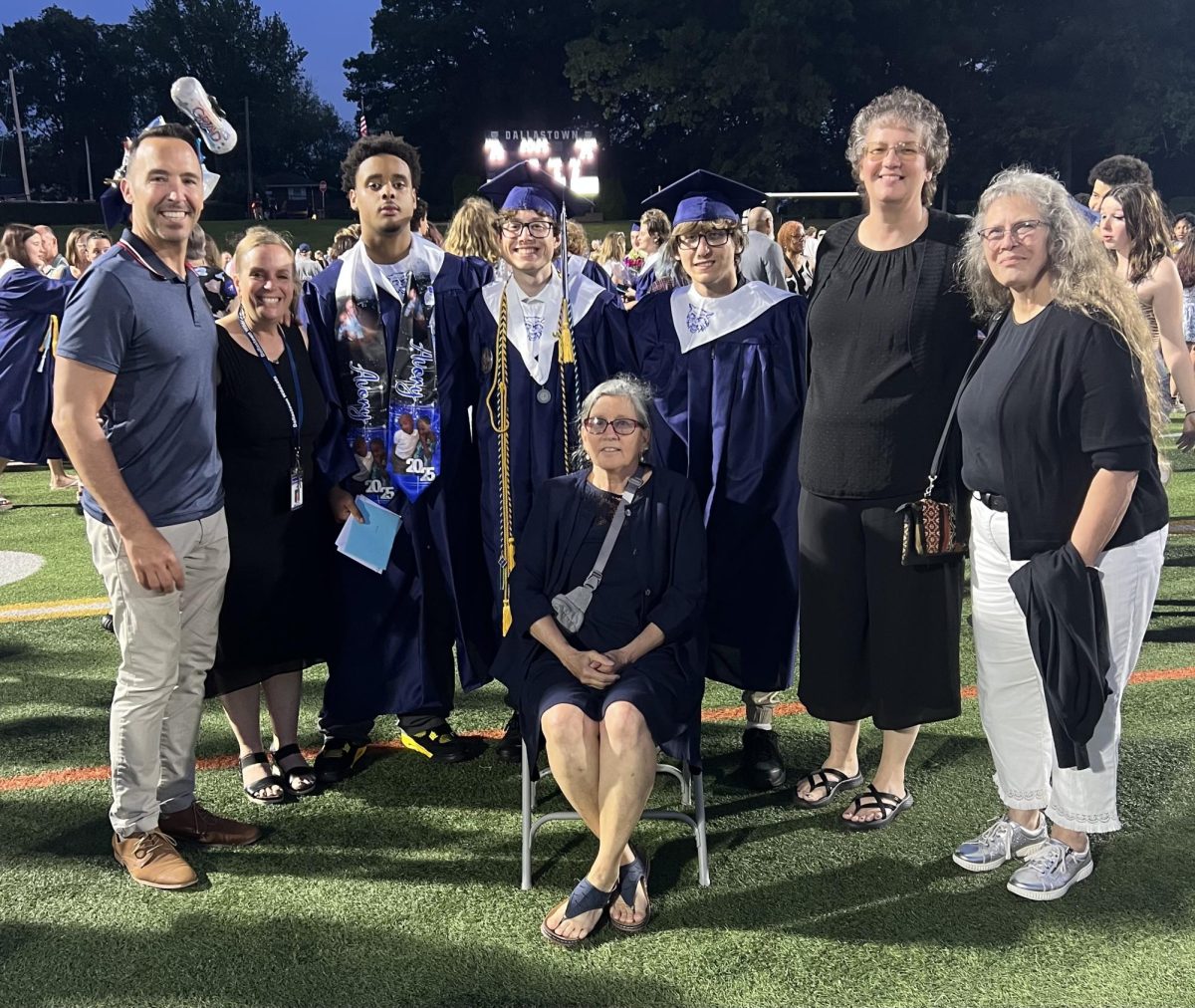 On June 4, 2025, seniors Bryce Keller, Landon Carl and Avory Williams graduated DAHS. Following the ceremony, the trio got pictures with their fellow DHH team, who returned to see them graduate. (photo submitted)
