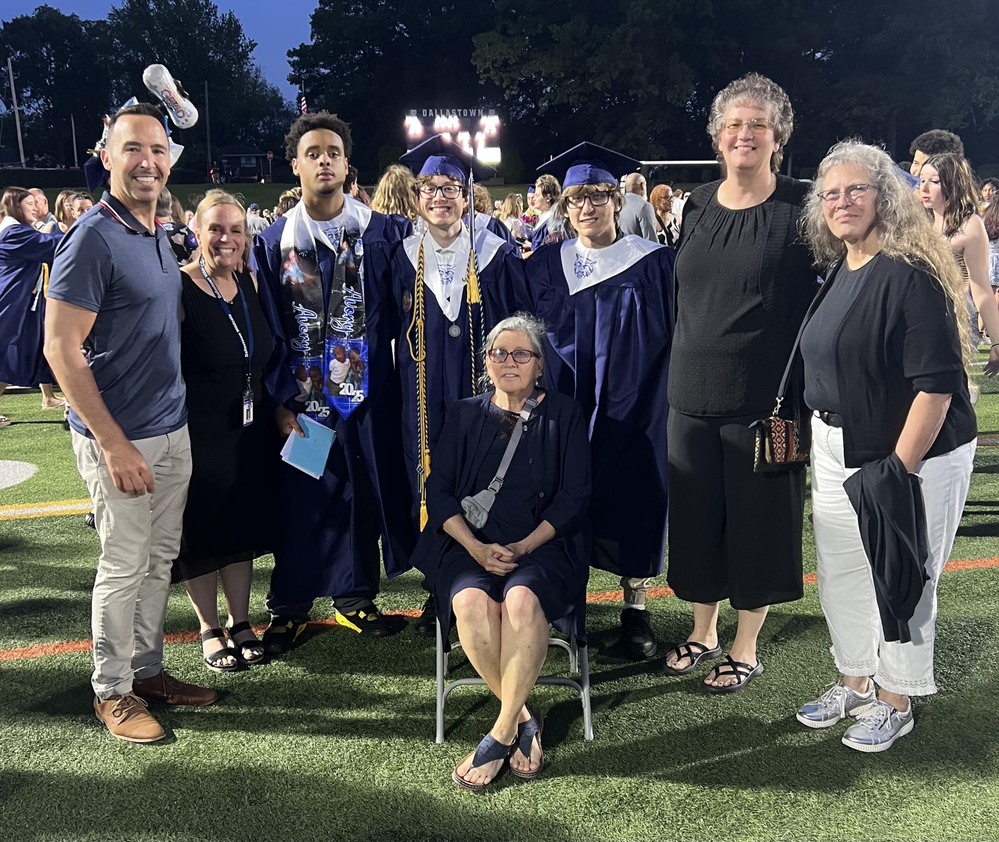 On June 4, 2025, seniors Bryce Keller, Landon Carl and Avory Williams graduated DAHS. Following the ceremony, the trio got pictures with their fellow DHH team, who returned to see them graduate. (photo submitted)