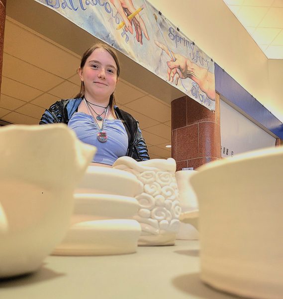 Dallastown Area High School hosted its annual spring Art Show on May 9, 2025, in the high school lobby from 5-7. Various types of works were displayed, such as Ceramics (as depicted in the image), Graphic Design, Painting I and II, Drawing I and II, Creating with Fibers, Art Fundamentals, Sculpture, and many more. 
