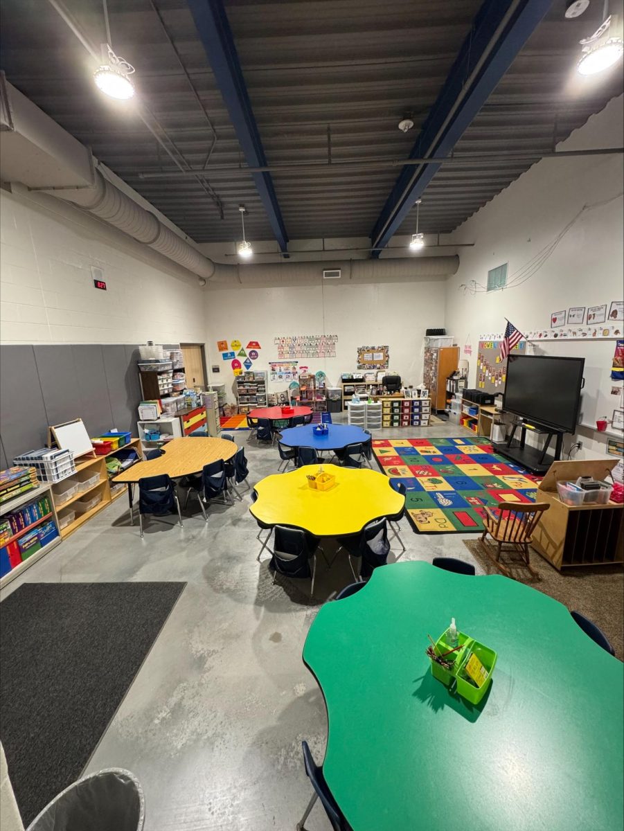 A temporary kindergarten classroom at Leaders Heights 