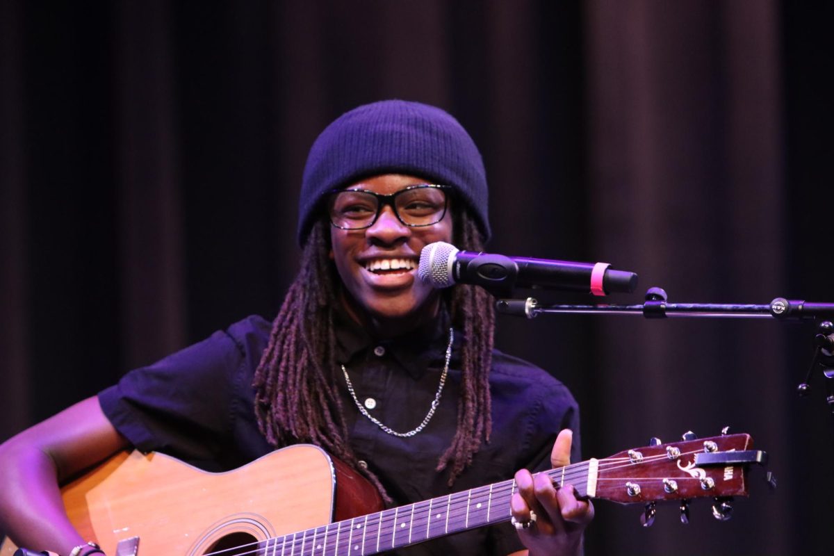 Sophomore Caleb Armstrong performing at the 2024 Dallastown High School talent show.
