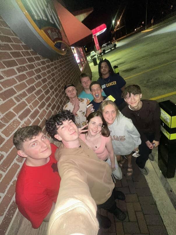 Aynar Scharnow of Hamburg, Germany, snaps a group selfie during a late night stop a Sheetz, a true taste of small town American teenage life. Midnight snacks, parking lot hangs, and neon lights added up to an unforgettable exchange year experience.  Photo taken by Aynar Scharnow