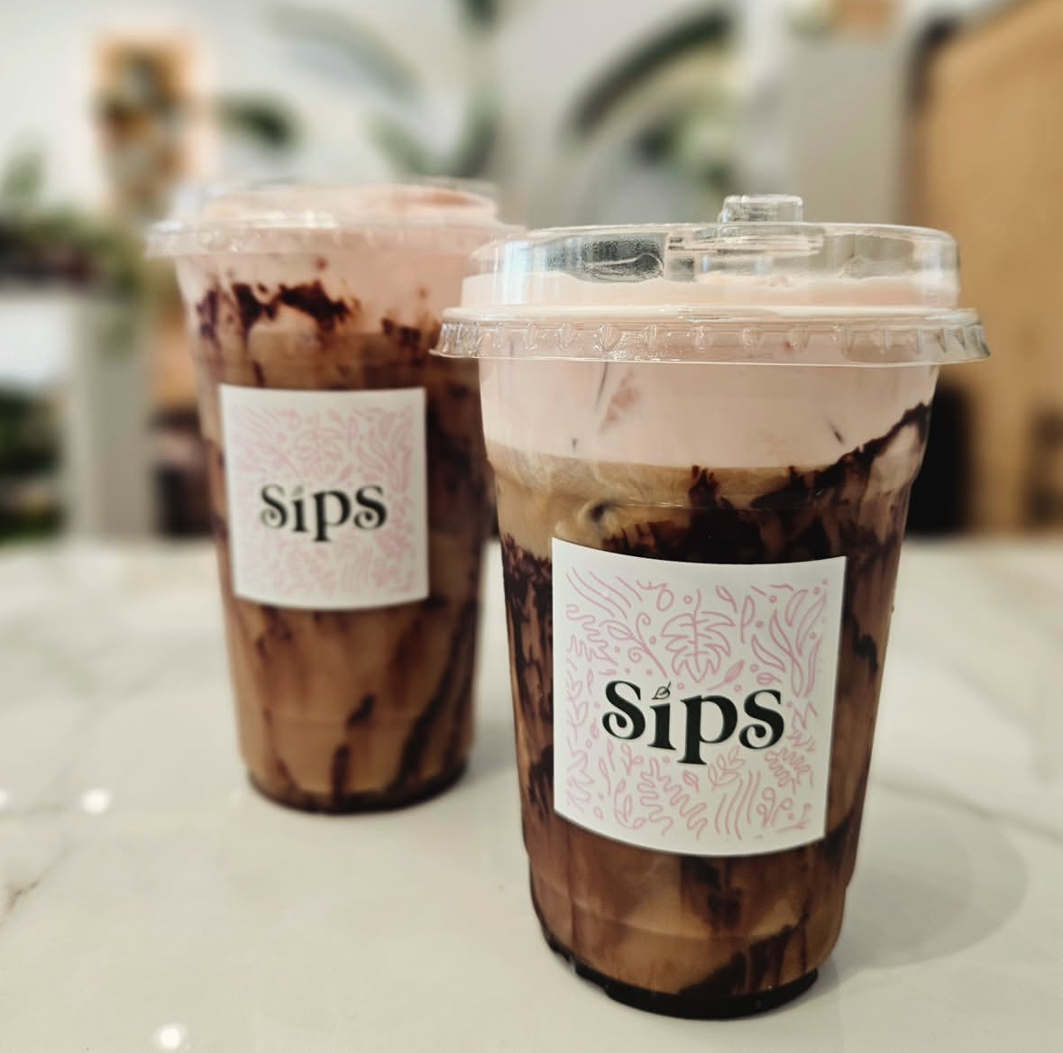 Two drinks ordered and made at Sips Cafe. Pulled from Instagram. (@sipscafes)