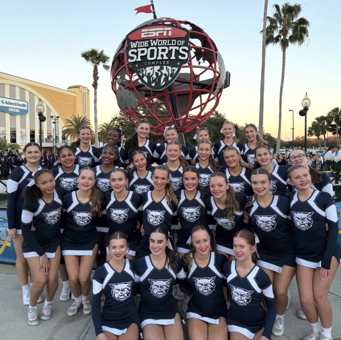 Dallastown's Competition Cheerleading team posing for a team photo at UCA Nationals in Orlando, Florida. Photo from the Dallastown Cheerleading Instagram (dt_cheerleading).