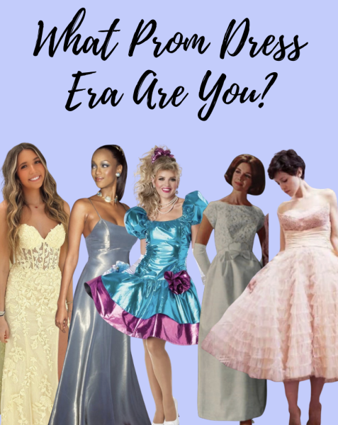 A collage of prom dresses over the years.