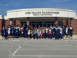 Eager to be reunited with old elementary school pals, graduates reminisce on old memories with the people who started it all. Here, the Dallastown Class of 2024 visits Ore Valley Elementary. (Photo submitted by Beverly Queenan)